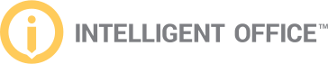 Logo of Intelligent Office with a yellow circle containing an "i" next to the company name in black text.